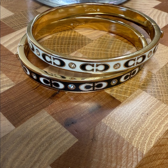 Coach signature C hinged gold bangle bracelets.  Set of two. - Picture 1 of 5